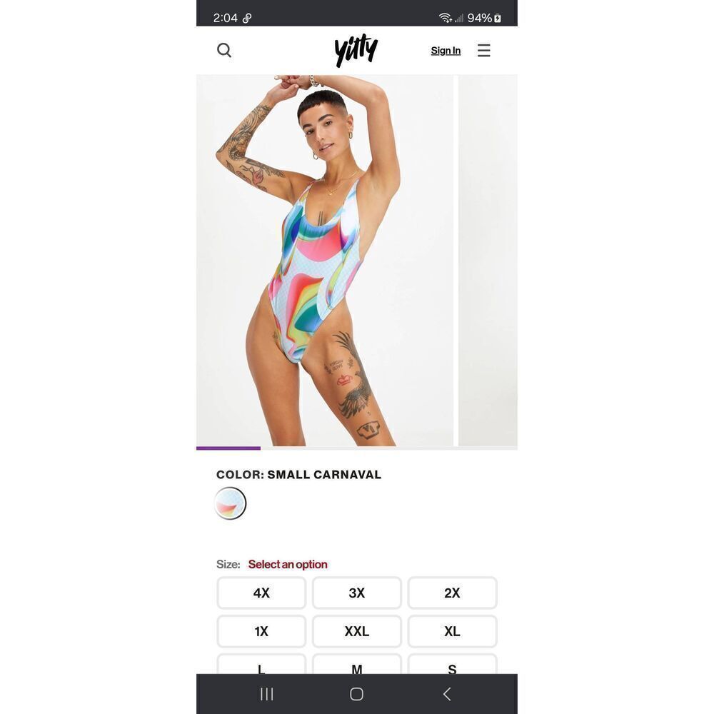New Medium Fabletics Yitty Low Back One Piece Small Carnival Pride Swimsuit